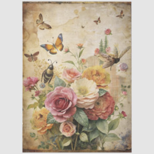 Large French Cottagecore Ephemera Decoupage Tissue Paper