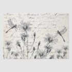 LARGE French Script Wildflower Dragonfly Decoupage