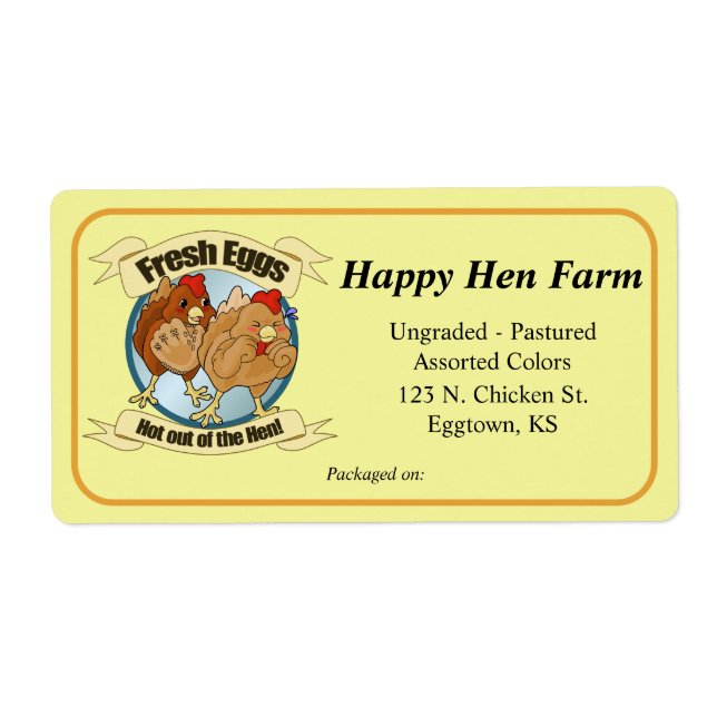 Large Funny Chickens Label (Front)