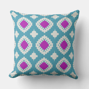 Large Geometric Blue Pink Throw Pillow