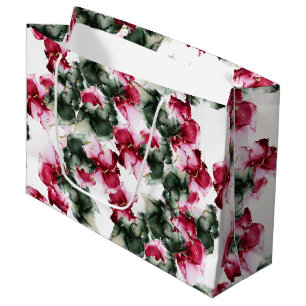 Large Gift Bag   Abstract Crimson and Sage Green 