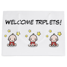 Large Gift Bag For Triplets, Wrapping Paper,