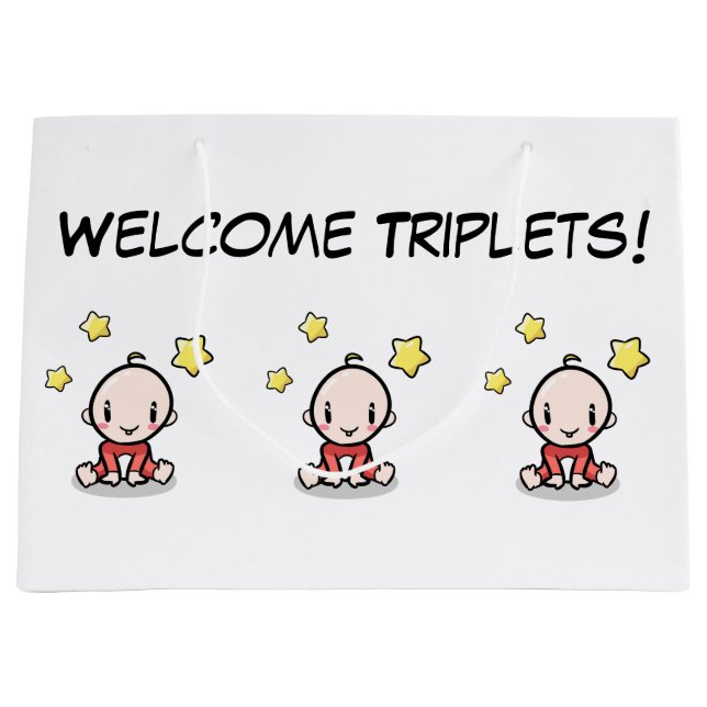 Large Gift Bag For Triplets, Wrapping Paper, (Front)
