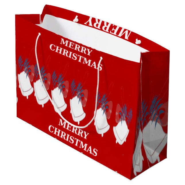 Large Gift Bag "Merry Christmas" – Festive Red (Back Angled)