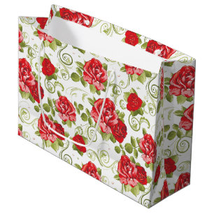 Large Gift Bag-Red Roses Print Bag