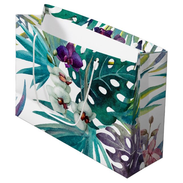 Large Gift Bag - Tropical Orchids (Front Angled)