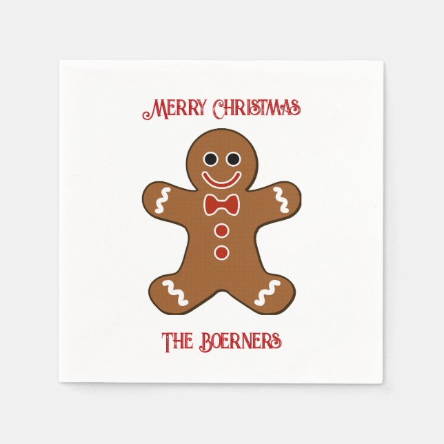 Large Gingerbread Man Cookies Christmas Napkin (Front)