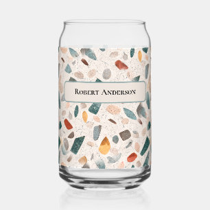 Large Glass Chips Retro Terrazzo Pattern Can Glass