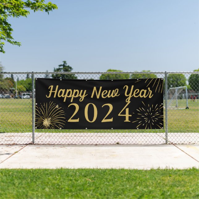 Large Gold Black 2025 Happy New Year Banner (Insitu)