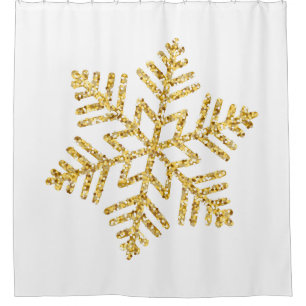 Large Gold Glitter Snowflake on White