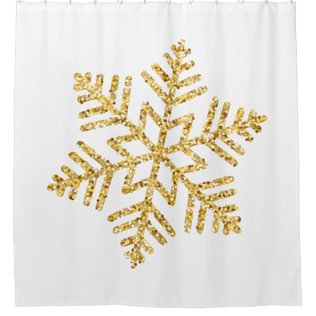 Large Gold Glitter Snowflake on White (Front)
