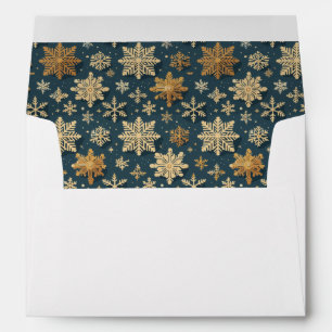 Large Gold Snowflakes on Blue Insert Envelope