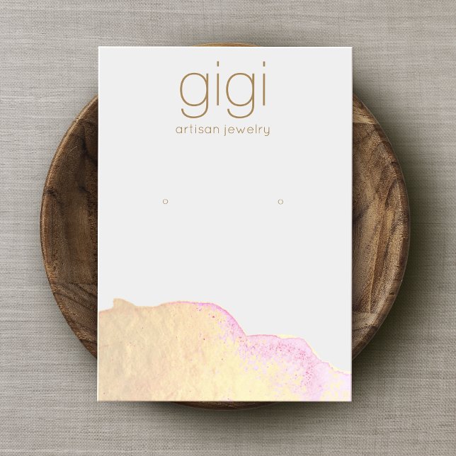 Large Gold Watercolor Abstract Earring Display  Enclosure Card (Creator Uploaded)