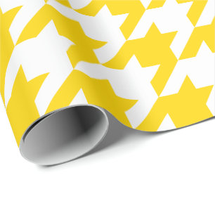 Large Golden Yellow and White Houndstooth Wrapping Paper