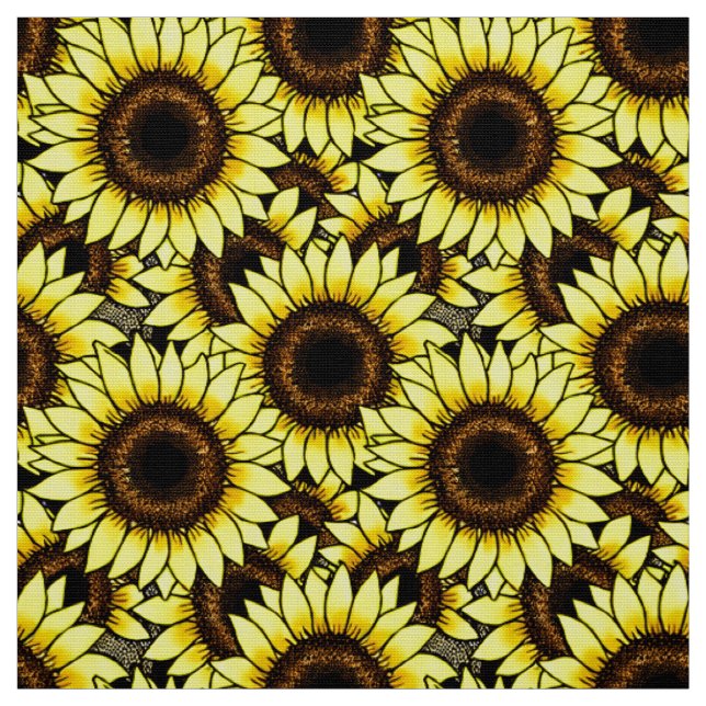 Large Golden Yellow Sunflowers  Fabric (Swatch)