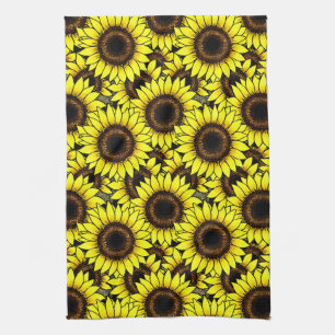 Large Golden Yellow Sunflowers Kitchen Towel
