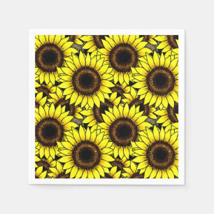 Large Golden Yellow Sunflowers Napkin