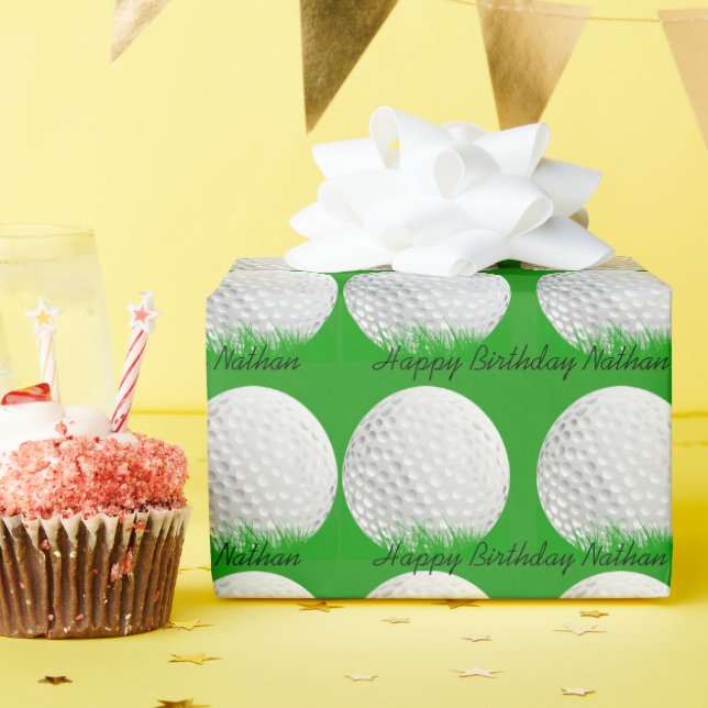 Large Golf Balls in Grass Wrapping Paper (Birthday Party)