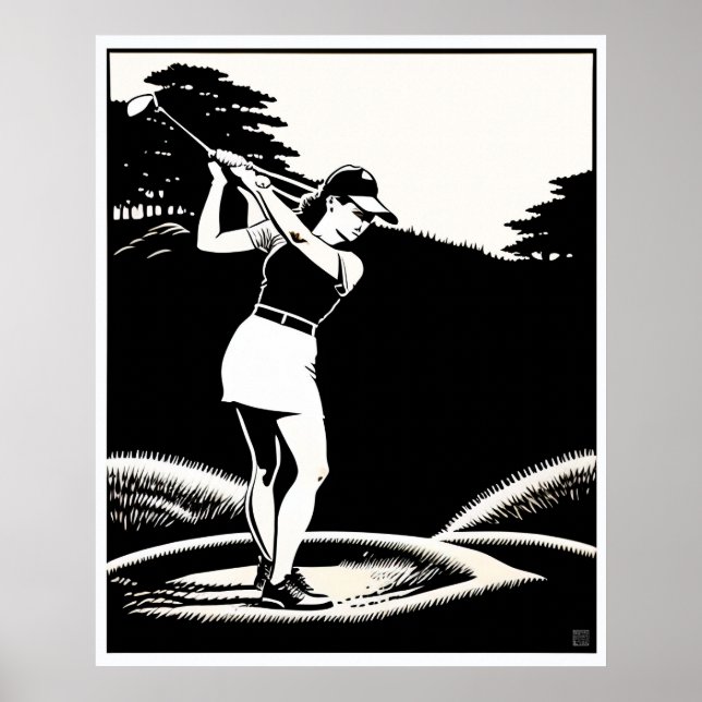 Large Golfer Woodblock Print (Front)