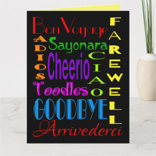 Large Goodbye Adios Cheerio 8 x 10 Farewell Card
