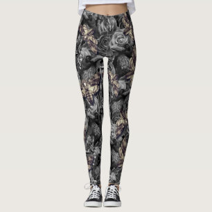 Large Gray Death Head Hawk Moths Gothic Raven Leggings