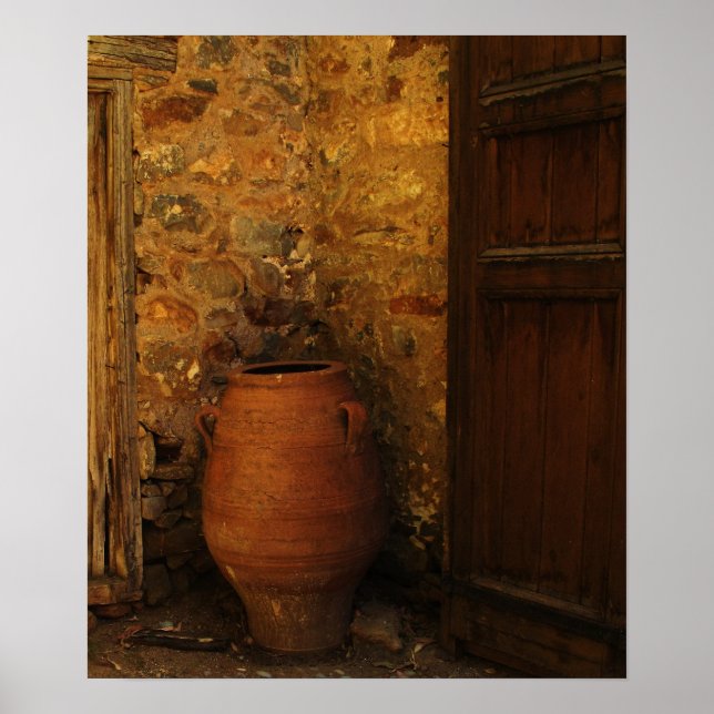 Large Greek Cretan pottery storage jar - pithos Poster (Front)
