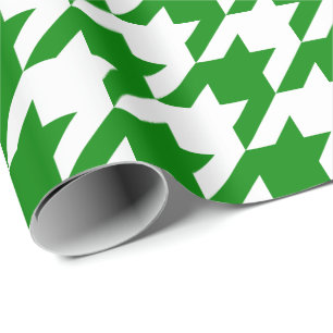 Large Green and White Houndstooth Wrapping Paper