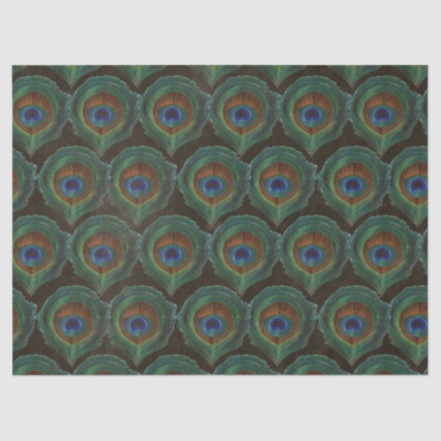 Large Green Eye of Peacock Feathers Decoupage Tissue Paper (Front)