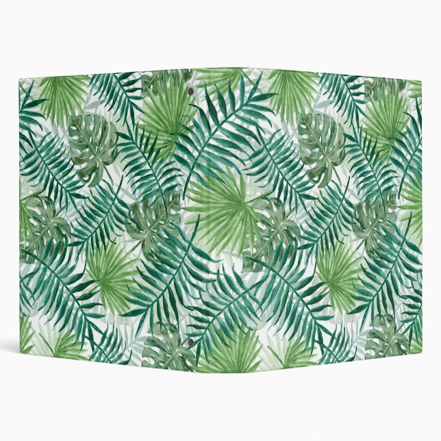 Large Green Fern Palm and Monstera Tropical Plants Binder (Background)