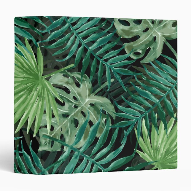 Large Green Fern Palm and Monstera Tropical Plants Binder (Front/Spine)