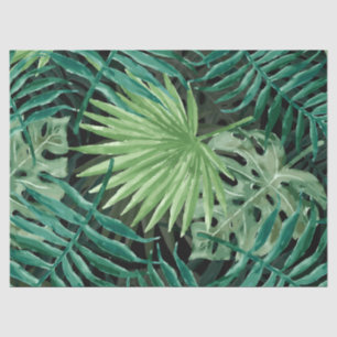 Large Green Fern Palm and Monstera Tropical Plants Tissue Paper