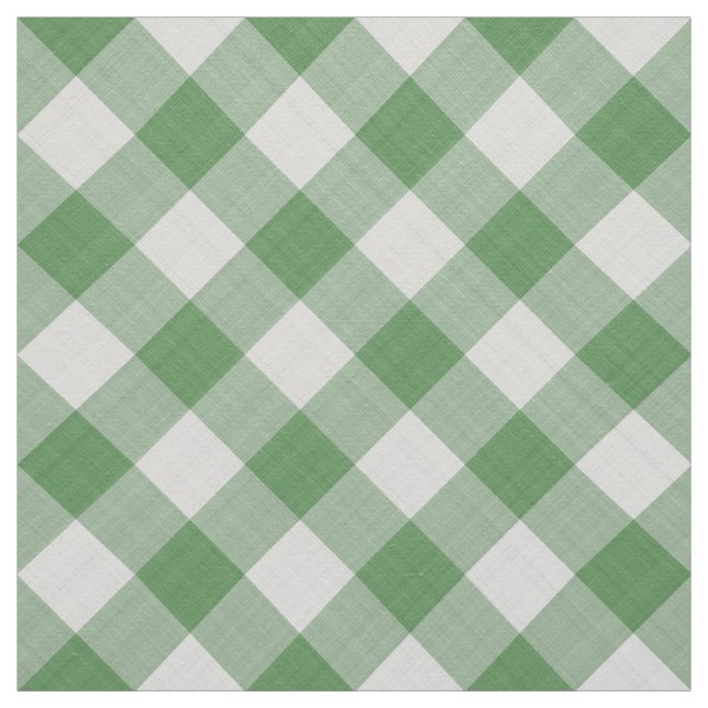 Large Green Gingham Checks Pattern Geometric Fabric (Swatch)