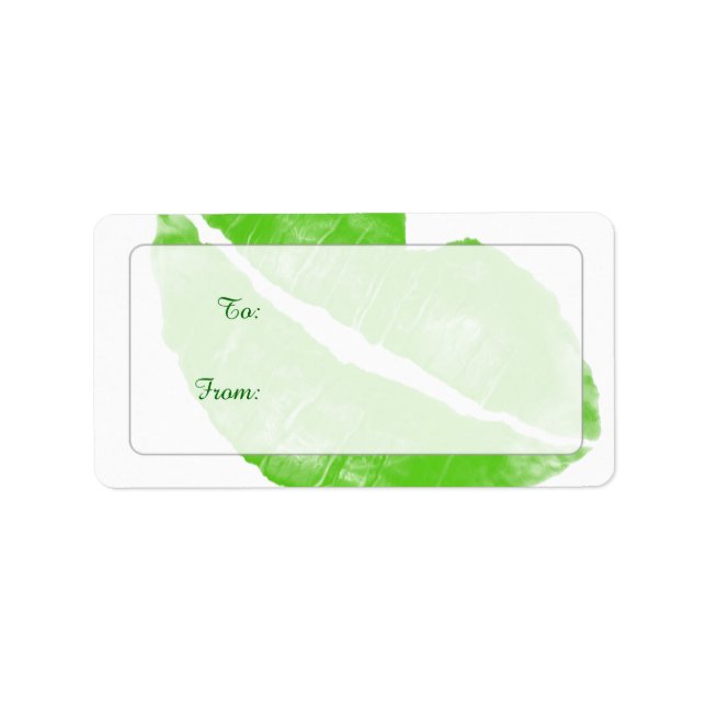 Large Green Irish Lipstick Blot on Transparent BG Label (Front)