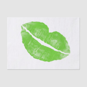 Large Green Irish Lipstick Blot on Transparent BG Tissue Paper