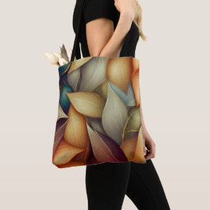 LARGE GREEN ORANGE YELLOW FALL LEAVES TOTE BAG