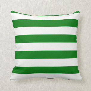 Large, Green, White, Christmas, Cabana, Stripes Throw Pillow