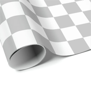 Large Grey and White Checks Wrapping Paper