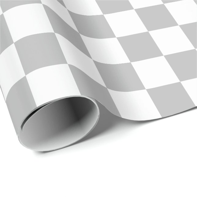 Large Grey and White Checks Wrapping Paper (Roll Corner)