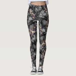 Large Grey Death Head Hawk Moths Gothic Raven Leggings