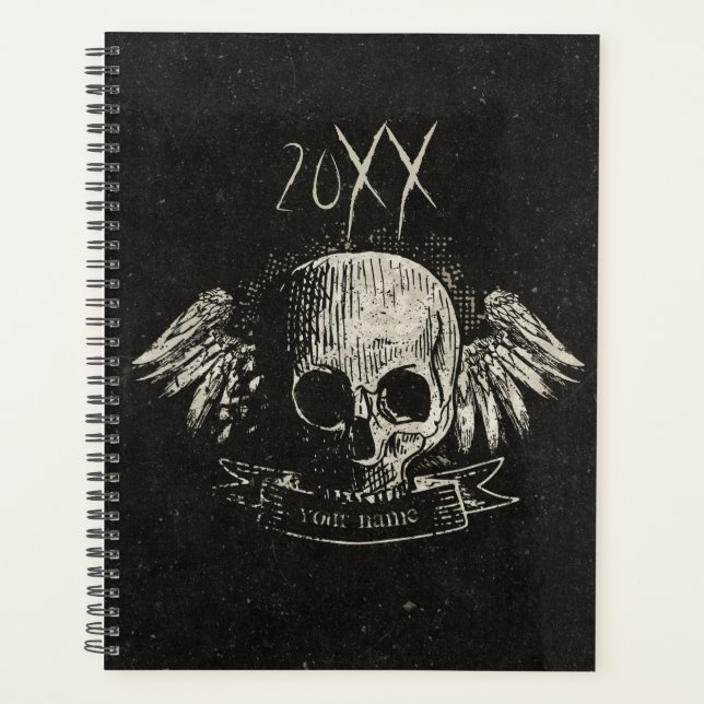 Large Grunge Skull with Wings 2022 Planner (Front)