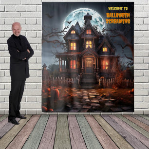 Large Halloween Haunted House Hanging Backdrop Tapestry
