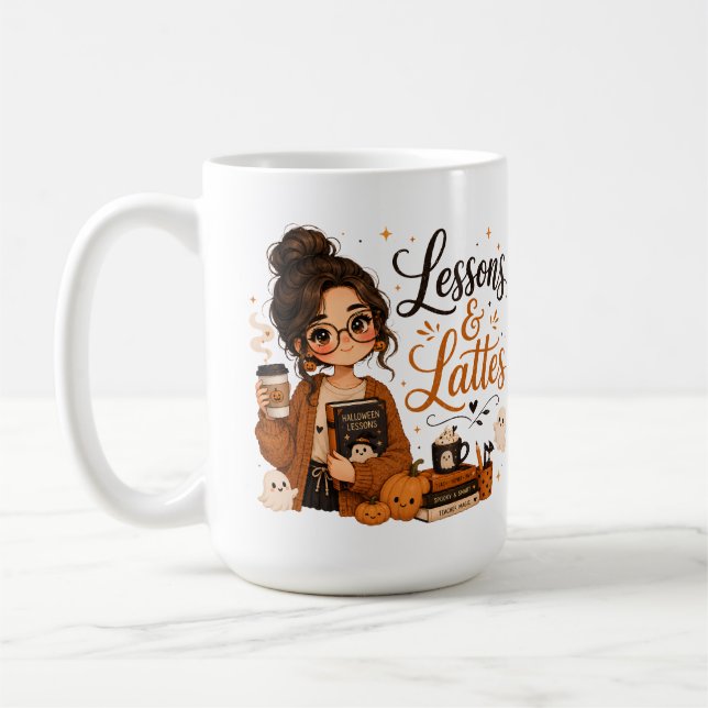 Large Halloween Teacher Mug Funny Spooky Latte (Left)