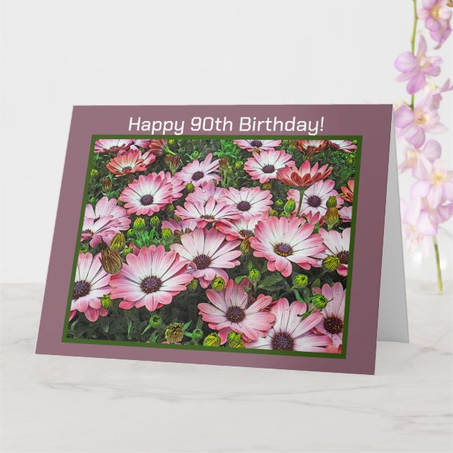 LARGE "HAPPY 90TH BIRTHDAY" Folded Greeting Card (Orchid)