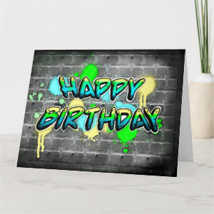 Large Happy Birthday Graffiti Text Card