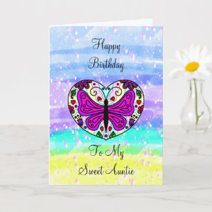 Large Happy Birthday to my Auntie Colouring Page Card