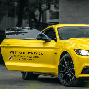 LARGE HONEY BUSINESS VINYL WINDOW CLING with Bee  