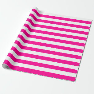 Large Hot Pink and White Stripes Wrapping Paper