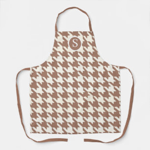 Large Houndstooth Pattern Mocha Mousse and White Apron