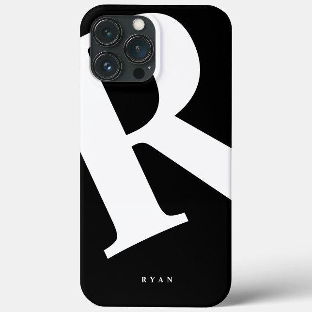 Large Initial | Modern Typography | Black Case-Mate iPhone Case (Back)