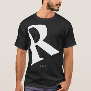 Large Initial   Modern Typography   Black T-Shirt